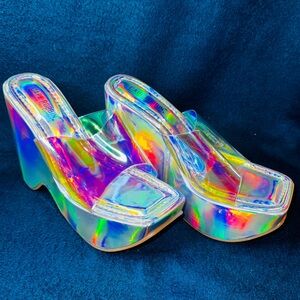 New Cappe Robbin Nordstrom holo Wedge Sandals woman size 7.5